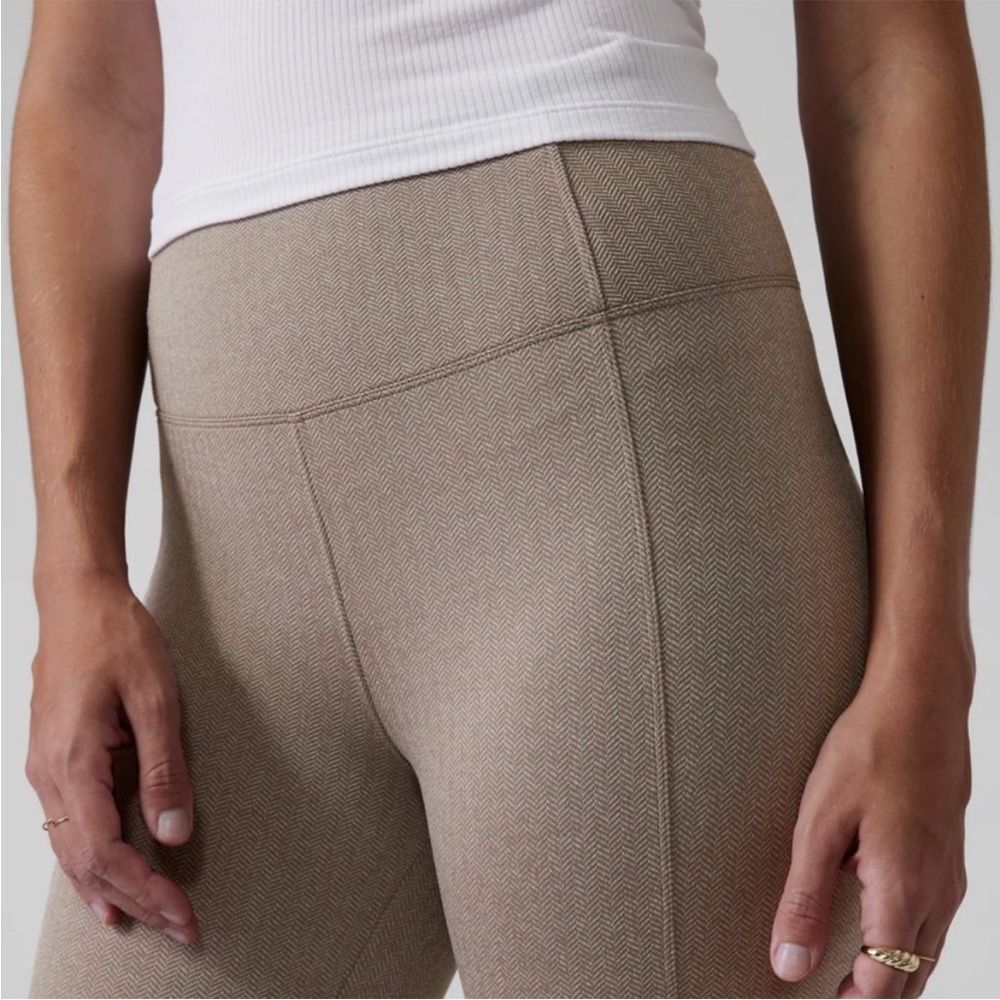 Athleta Delancey Herringbone Tight Pant Legging Sz small beige tan